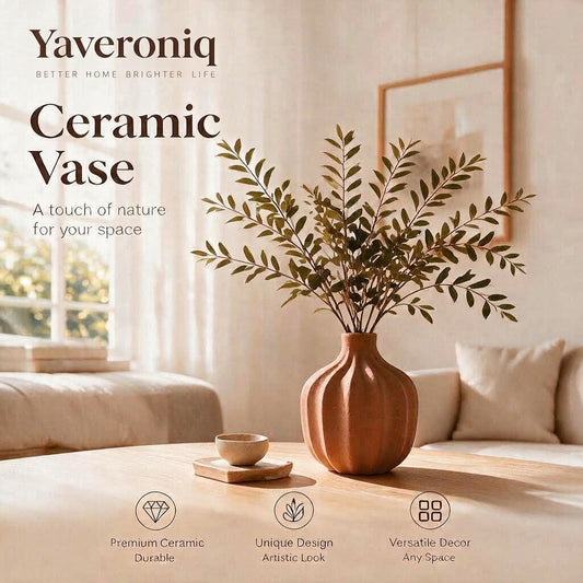 Yaveroniq™ Ceramic Vase with Faux Greenery