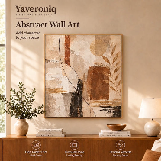 Yaveroniq™ Framed Abstract Wall Art | Earthy Botanical Canvas